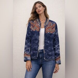 Bohemian Embroidered Indigo Jacket- 100% cotton